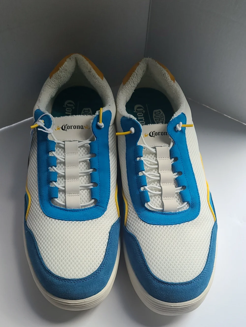 Hey Dude Mens 15 Corona White, Blue and Yellow Casual Sneakers